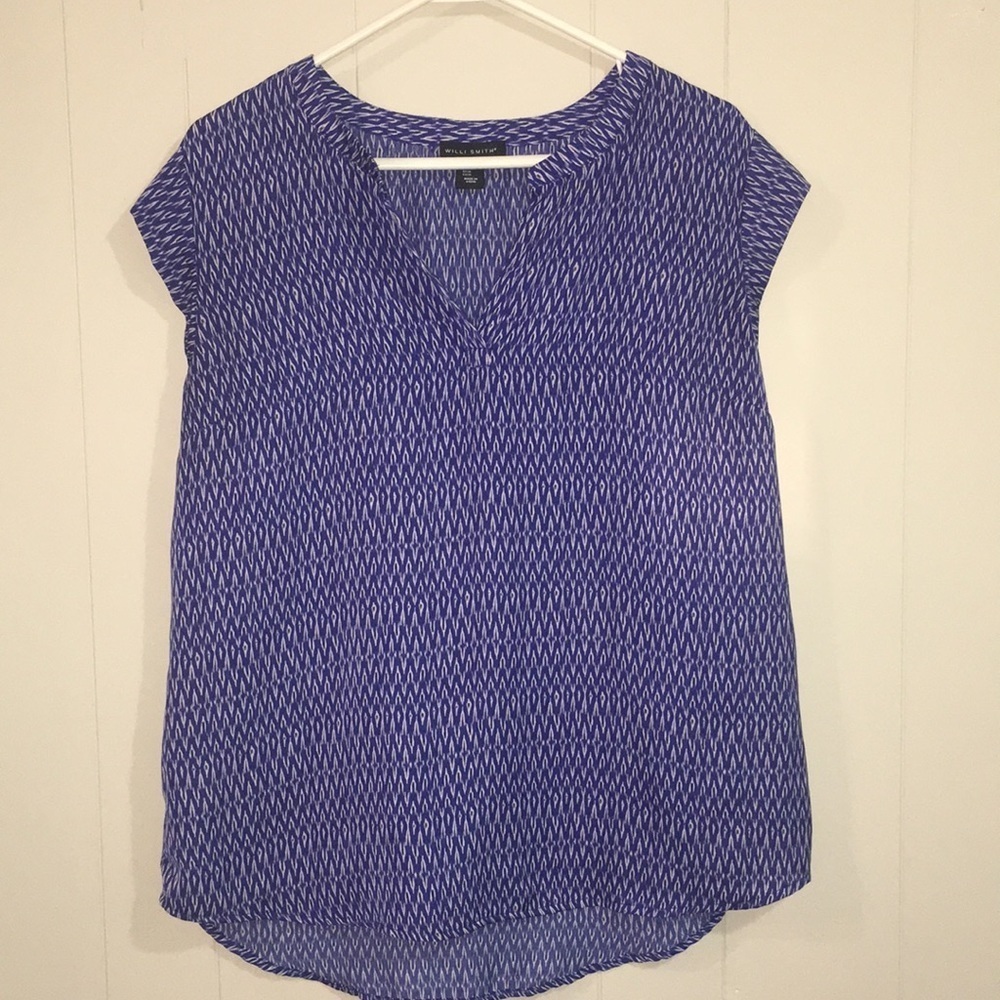 Willi Smith Cap Sleeve Blue Top Size M